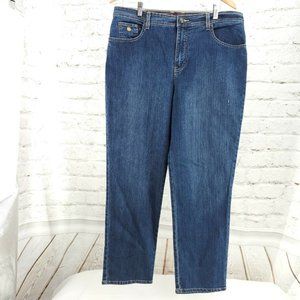 Gloria Vanderbilt Womens Amanda Blue Mid Wash Denim Straight Jeans Size 16 Short